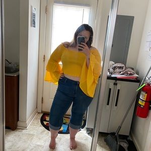 Shein Yellow cropped blouse